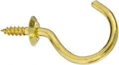 National Mfg. - 15 Lb Capacity, 1.51" Projection, Solid Brass All Purpose Hook - 0.44" Thread Length, 1-1/2" OAL, 0.15" Wire Diam - Exact Tooling