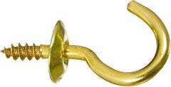 National Mfg. - 5 Lb Capacity, 0.63" Projection, Solid Brass All Purpose Hook - 1/4" Thread Length, 0.63" OAL, 0.08" Wire Diam - Exact Tooling