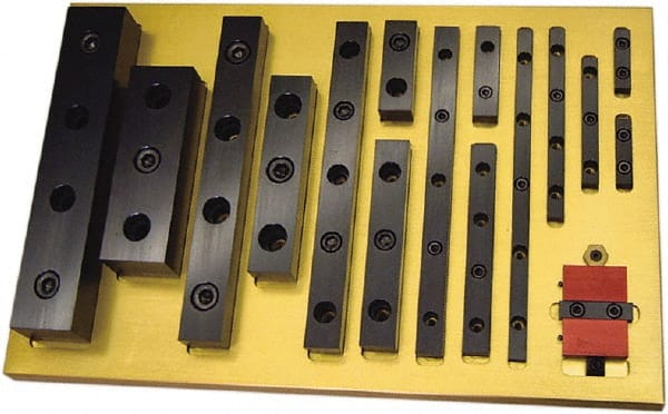 Mitee-Bite - 100mm Long x 15mm Wide x 12mm High, 3 Hole Locating & Positioning Rails - M6, Low Carbon Steel - Exact Tooling