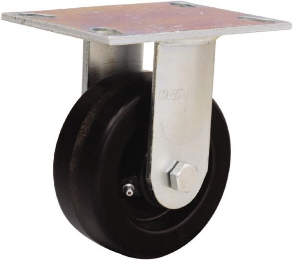 Hamilton - 5" Diam x 2" Wide x 6-1/2" OAH Top Plate Mount Rigid Caster - Phenolic, 900 Lb Capacity, Straight Roller Bearing, 4-1/2 x 6-1/4" Plate - Exact Tooling