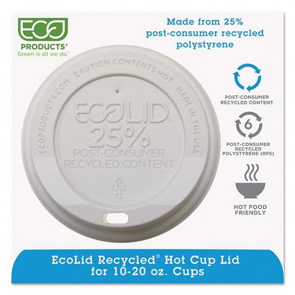 ECO PRODUCTS - EcoLid 25% Recy Content Hot Cup Lid, White, F/10-20 oz, 100/PK, 10 PK/CT - Exact Tooling