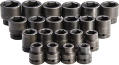 Proto - 21 Piece 1" Drive Standard Impact Socket Set - 6 Points, 3/4 to 2", Inch Measurement Standard - Exact Tooling