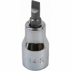 SK - Screwdriver & Drag Link Sockets - 3/8"DR #4 CHRM SLOTTED SCRDRVR SCKT BIT - Exact Tooling