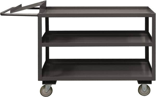 Durham - 1,200 Lb Capacity, 30" Wide x 60" Long x 37-5/8" High Order Picking Cart - 3 Shelf, Steel, 2 Rigid/2 Swivel Casters - Exact Tooling