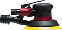 Chicago Pneumatic - 12,000 OPM, 19 CFM Air Consumption, 90 psi Air Pressure, Palm Air Orbital Sander - Round Pad, Hook & Loop Backing, 1/4" Inlet - Exact Tooling