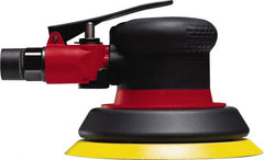 Chicago Pneumatic - 12,000 OPM, 19 CFM Air Consumption, 90 psi Air Pressure, Palm Air Orbital Sander - Round Pad, Adhesive/PSA Backing, 1/4" Inlet - Exact Tooling