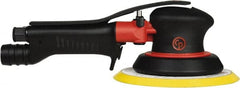 Chicago Pneumatic - 12,000 OPM, 16 CFM Air Consumption, 90 psi Air Pressure, Palm Air Orbital Sander - Round Pad, Hook & Loop Backing, 1/4" Inlet - Exact Tooling