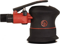 Chicago Pneumatic - 12,000 OPM, 16 CFM Air Consumption, 90 psi Air Pressure, Palm Air Orbital Sander - Round Pad, Adhesive/PSA Backing, 1/4" Inlet - Exact Tooling
