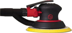 Chicago Pneumatic - 12,000 OPM, 16 CFM Air Consumption, 90 psi Air Pressure, Palm Air Orbital Sander - Round Pad, Hook & Loop Backing, 1/4" Inlet - Exact Tooling