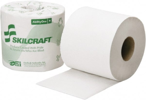 Ability One - 3-3/4" Sheet Width, Standard Roll Toilet Tissue - 500 Sheets per Roll, 2 Ply, White, Recycled Fiber - Exact Tooling