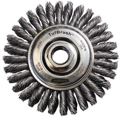 Osborn - 4-1/8" OD, 5/8-11 Arbor Hole, Stringer Bead Steel Wheel Brush - 3/16" Face Width, 7/8" Trim Length, 0.02" Filament Diam, 20,000 RPM - Exact Tooling