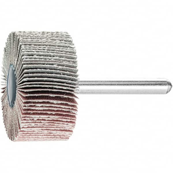 PFERD - 1-1/2" Diam x 1" Face Width, Aluminum Oxide Coated Mounted Flap Wheel - 1/4" Shank Mount, 240 Grit, 23,000 Max RPM - Exact Tooling
