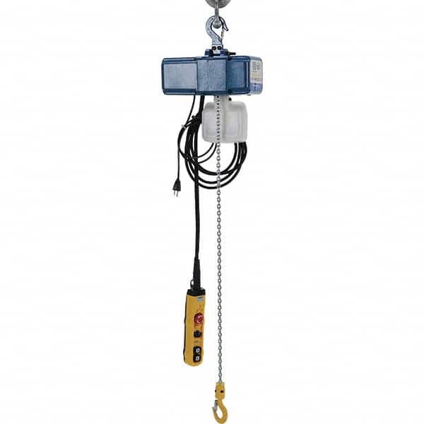 Vestil - 1/8 Ton Capacity, 0 to 49 FPM Lift Speed, 115 Volt, Electric Chain Hoist - 0.5 Output hp, 13' Max Lift - Exact Tooling