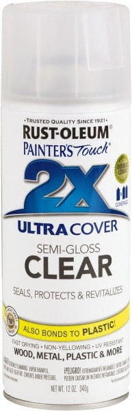 Rust-Oleum - Clear, Semi Gloss, Enamel Spray Paint - 8 Sq Ft per Can, 12 oz Container, Use on Multipurpose - Exact Tooling
