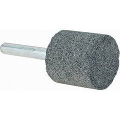 Made in USA - 1" Head Diam x 1" Thickness, W220, Cylinder End, Silicon Carbide Mounted Point - Grayish-Black, Coarse Grade, 46 Grit, 25,500 RPM - Exact Tooling