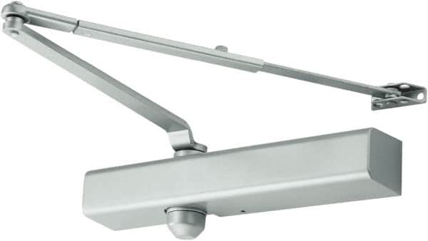 Falcon - 13-1/4" Closer Body Length, Medium Duty Multi-Sized Door Closer Manual Damper - Aluminum Finish, Non-Handed - Exact Tooling