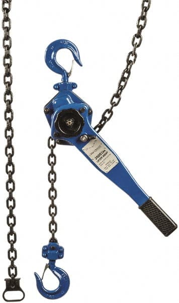 Value Collection - 3,000 Lb Lifting Capacity, 10' Lift Height, Lever Hoist - Made from Chain, 44 Lb Avg Pull to Lift Rated Load, 1 Chain - Exact Tooling