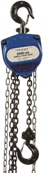 Value Collection - 2,000 Lb Lifting Capacity, 15' Lift Height, Hand Hoist - Made from Chain, 36' Overhaul to Lift 1', 79 Lb Avg Pull to Lift Rated Load, 1 Chain - Exact Tooling
