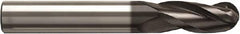Seco - 1mm Diam, 2mm LOC, 3 Flute Solid Carbide Ball End Mill - NXT Finish, Single End, 38mm OAL, 3mm Shank Diam, Spiral Flute - Exact Tooling