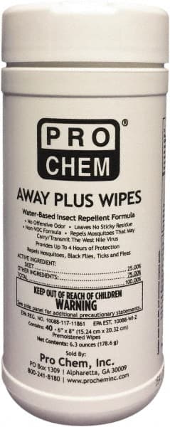 Pro Chem - 40 Count 25% DEET Towelette - For Mosquitos, Chiggers, Gnats, Stable Flies, Fleas, Ticks, Black Flies, Sand Flies - Exact Tooling