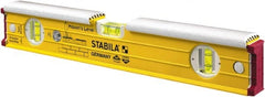 Stabila - 16" Long 3 Vial Spirit Level - Aluminum, Yellow, 2 Plumb & 1 Level Vials - Exact Tooling