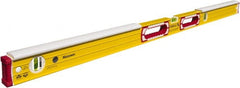 Stabila - 48" Long 3 Vial Spirit Level - Aluminum, Yellow, 2 Plumb & 1 Level Vials - Exact Tooling