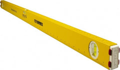 Stabila - 48" Long 3 Vial Spirit Level - Aluminum, Yellow, 2 Plumb & 1 Level Vials - Exact Tooling