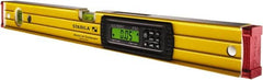 Stabila - Magnetic 24" Long 3 Vial Box Beam Level - Aluminum, Yellow, 1 Plumb & 1 Level Vial - Exact Tooling