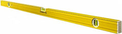 Stabila - 72" Long 3 Vial Box Beam Level - Aluminum, Yellow, 2 Plumb & 1 Level Vials - Exact Tooling
