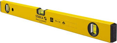 Stabila - 24" Long 3 Vial Box Beam Level - Aluminum, Yellow, 2 Plumb & 1 Level Vials - Exact Tooling