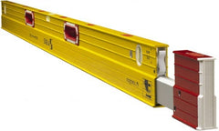 Stabila - Magnetic 72 to 120" Long 3 Vial Expandable Level - Aluminum, Yellow, 2 Plumb & 1 Level Vials - Exact Tooling