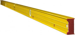Stabila - Magnetic 96" Long 3 Vial Box Beam Level - Aluminum, Yellow, 2 Plumb & 1 Level Vials - Exact Tooling