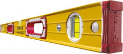Stabila - Magnetic 48" Long 3 Vial Box Beam Level - Aluminum, Yellow, 2 Plumb & 1 Level Vials - Exact Tooling