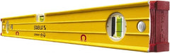 Stabila - Magnetic 24" Long 3 Vial Box Beam Level - Aluminum, Yellow, 2 Plumb & 1 Level Vials - Exact Tooling