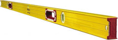 Stabila - 72" Long 3 Vial Box Beam Level - Aluminum, Yellow, 2 Plumb & 1 Level Vials - Exact Tooling