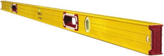 Stabila - 59" Long 3 Vial Box Beam Level - Aluminum, Yellow, 2 Plumb & 1 Level Vials - Exact Tooling