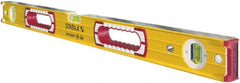 Stabila - 36" Long 3 Vial Box Beam Level - Aluminum, Yellow, 2 Plumb & 1 Level Vials - Exact Tooling