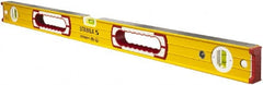 Stabila - 32" Long 3 Vial Box Beam Level - Aluminum, Yellow, 2 Plumb & 1 Level Vials - Exact Tooling
