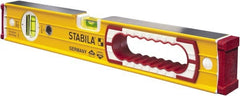 Stabila - 16" Long 2 Vial Box Beam Level - Aluminum, Yellow, 1 Plumb & 1 Level Vial - Exact Tooling