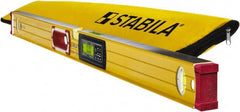 Stabila - Magnetic 48" Long 3 Vial Box Beam Level - Aluminum, Yellow, 2 Plumb & 1 Level Vials - Exact Tooling