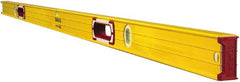 Stabila - 78" Long 3 Vial Box Beam Level - Aluminum, Yellow, 2 Plumb & 1 Level Vials - Exact Tooling