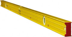 Stabila - Magnetic 72" Long 3 Vial Box Beam Level - Aluminum, Yellow, 2 Plumb & 1 Level Vials - Exact Tooling
