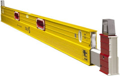 Stabila - 72 to 120" Long 3 Vial Expandable Level - Aluminum, Yellow, 2 Plumb & 1 Level Vials - Exact Tooling