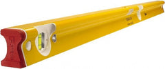 Stabila - 48" Long 3 Vial R-Beam Level - Aluminum, Yellow, 2 Plumb & 1 Level Vials - Exact Tooling