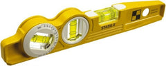 Stabila - Magnetic 10" Long 3 Vial Torpedo Level - Die Cast, Yellow, 1 Plumb, 1 Level & 1 45° Vials - Exact Tooling