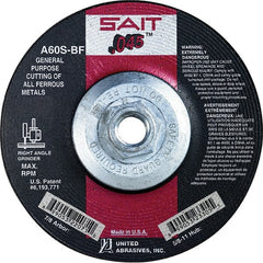 Sait - 60 Grit, 4-1/2" Wheel Diam, Type 27 Depressed Center Wheel - Extra Coarse Grade, Aluminum Oxide, S Hardness, 13,300 Max RPM - Exact Tooling