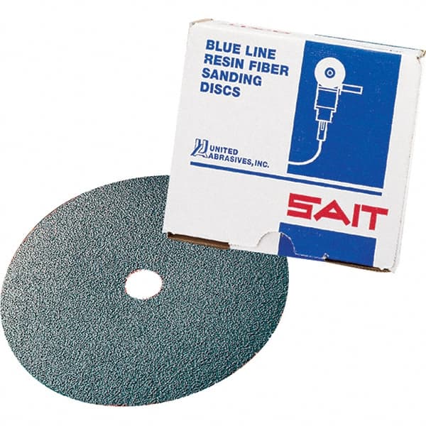 Sait - 5" Diam 7/8" Hole 80 Grit Fiber Disc - Zirconia Alumina, 10,000 Max RPM - Exact Tooling