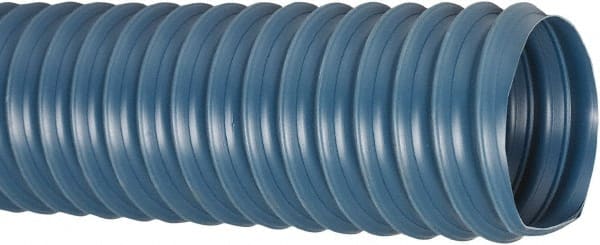 Flexaust - 3" ID, 11 Hg Vac Rating, 12 psi, PVC Vacuum & Duct Hose - 25' Long, Blue, 2-1/2" Bend Radius, 20 to 160°F - Exact Tooling