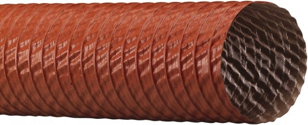 Flexaust - 10" ID, 1 Hg Vac Rating, 4 psi, Fiberglass Vacuum & Duct Hose - 25' Long, Red, 6.1" Bend Radius, -65 to 550°F - Exact Tooling