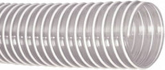 Flexaust - 1-1/2" ID, 29 Hg Vac Rating, 30 psi, PVC Vacuum & Duct Hose - 50' Long, Clear, 1-1/2" Bend Radius, 20 to 160°F - Exact Tooling